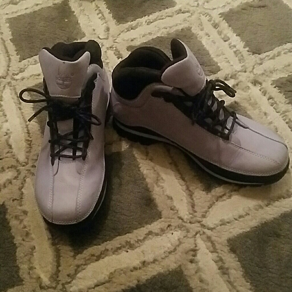 Pale Blue and Black Timberland Boots